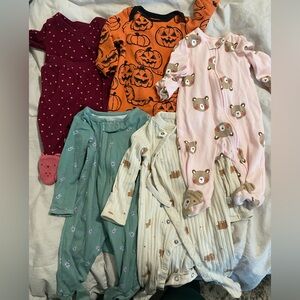 Kids One Piece Pajamas Set - Bear and Pumpkin Designs